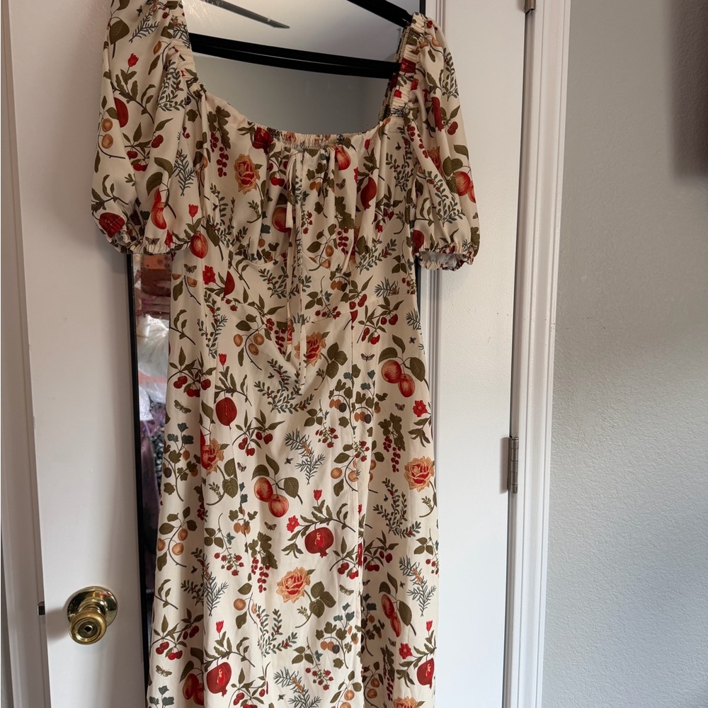 CIDER: Floral Print Puff Sleeve Dress